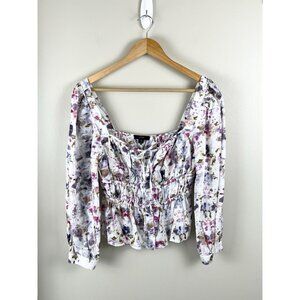 J. Crew Women’s‎ Flora Obscura Milkmaid Blouse in Kaleidoscope Floral Sz 10